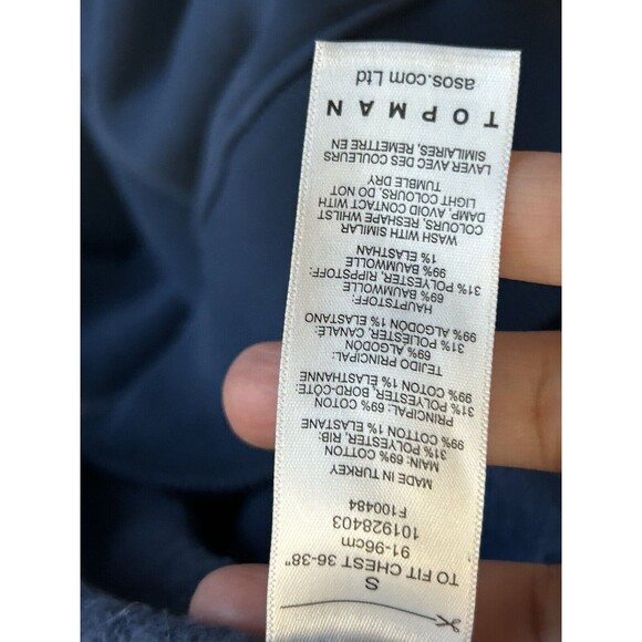 Topman Sweatshirt Mens Small Blue Discovery Crewneck ASOS Pullover - Picture 7 of 7